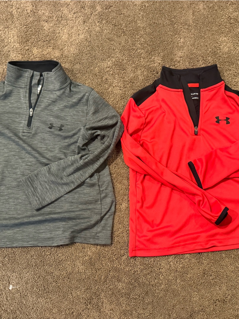 Under Armour Kids 1/4 Zip Pullovers - Gray & Red